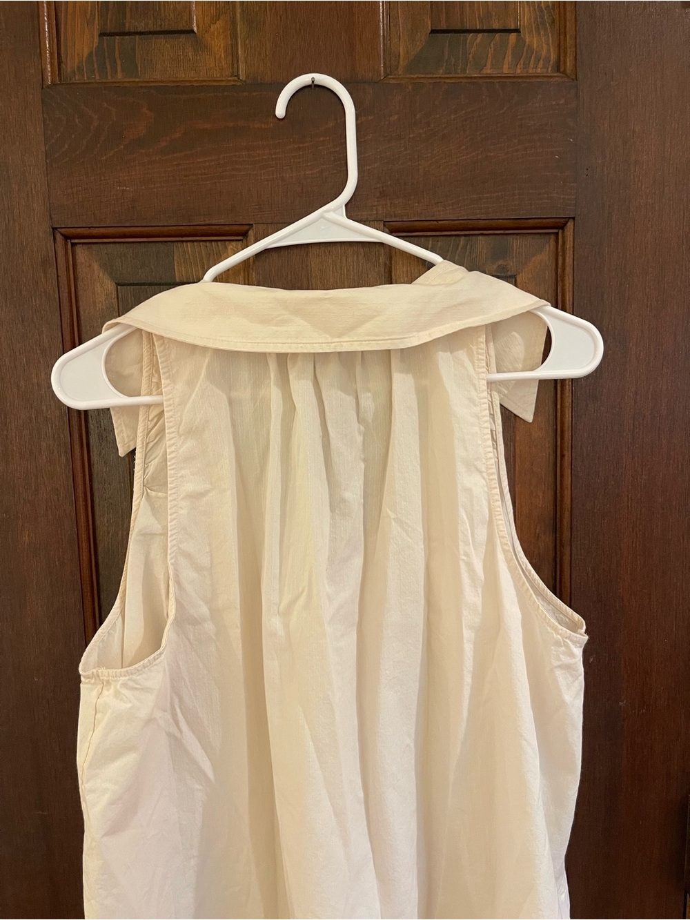 Anthropologie Maeve Cream Cotton Poplin Sleeveless V-Neck Swing Blouse Sz L - Picture 7 of 7